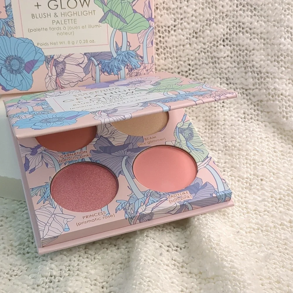 SERAPHINE botanicals Geranium+Glow Blush+Highlight Palette in HELIOPINK